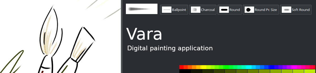 Promotional poster with the text 'Vara: Digital painting application'